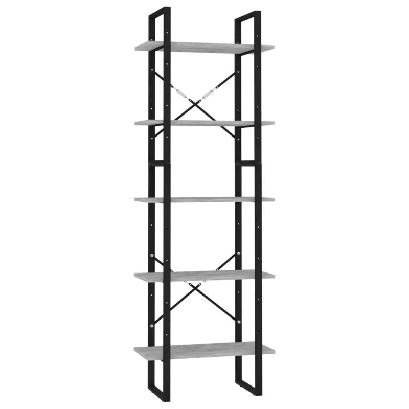 Ormarić za knjige s 5 razina boja betona 60x30x175 cm iverica