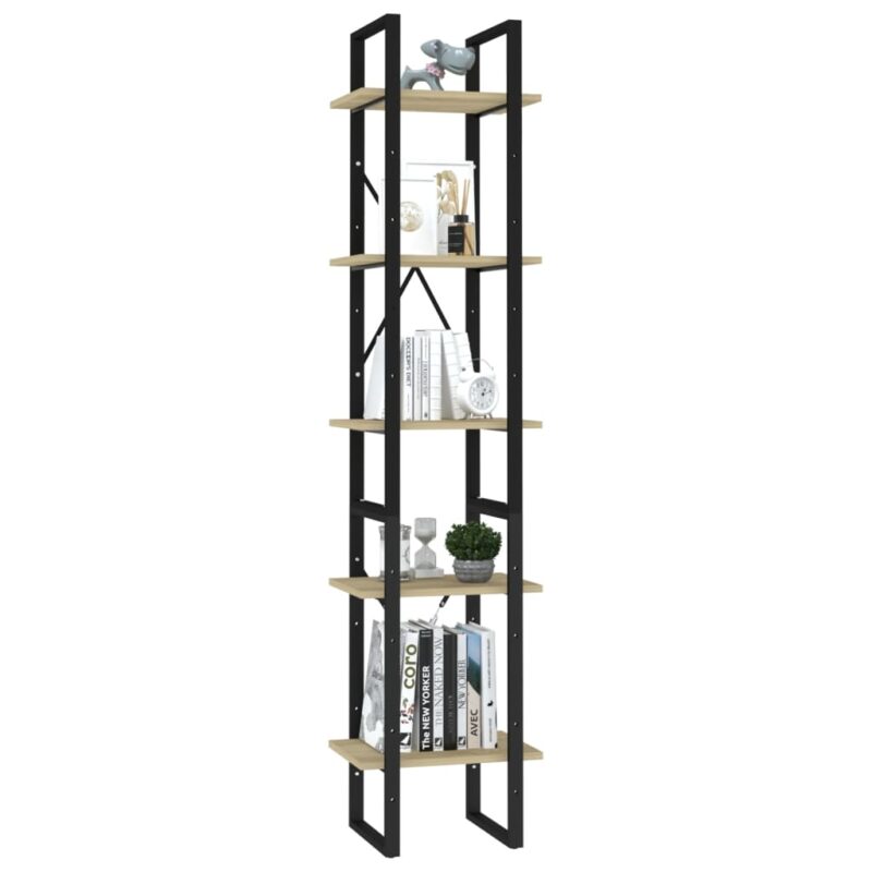 Ormarić za knjige s 5 razina boja hrasta 40x30x175 cm iverica - Slika 3
