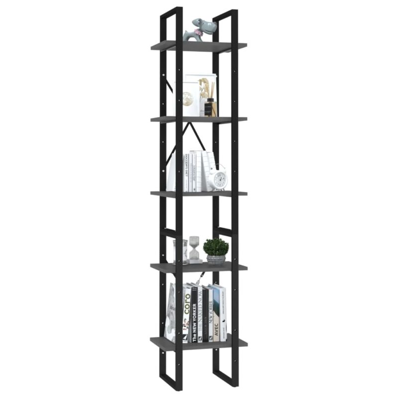 Ormarić za knjige s 5 razina sivi 40 x 30 x 175 cm od iverice - Slika 3