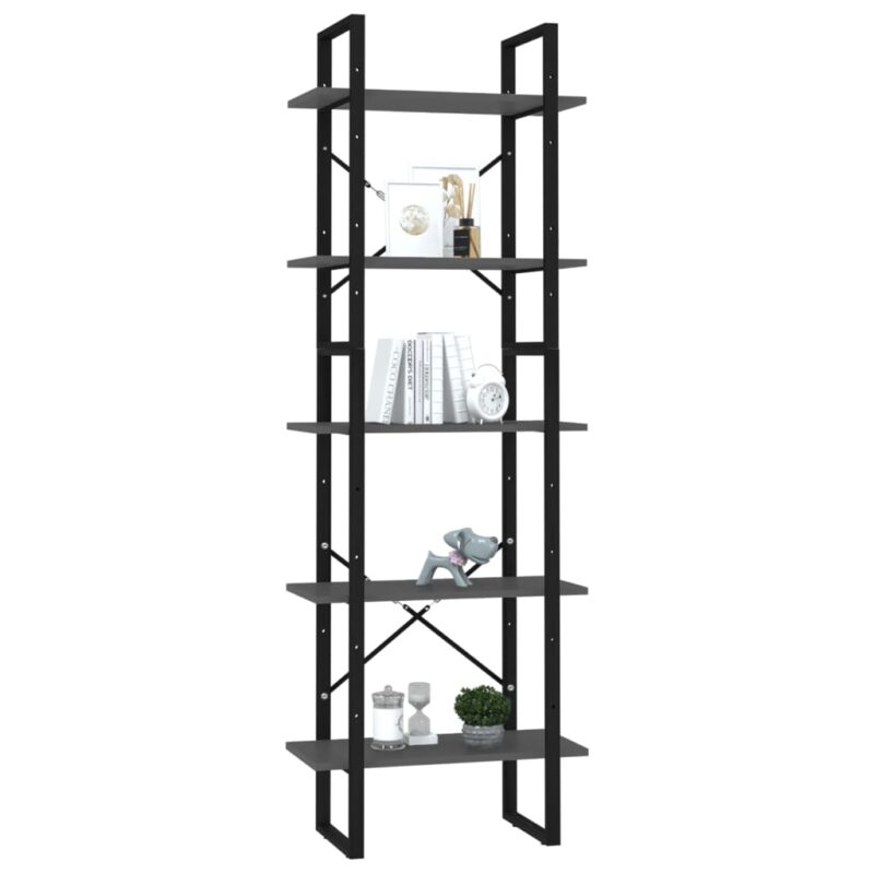 Ormarić za knjige s 5 razina sivi 60 x 30 x 175 cm od iverice - Slika 3