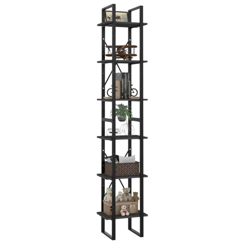 Ormarić za knjige sa 6 razina sivi 40 x 30 x 210 cm od iverice - Slika 4