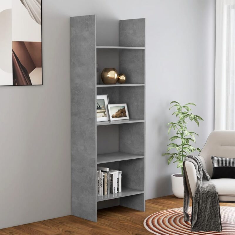 Ormarić za knjige siva boja betona 60 x 35 x 180 cm od iverice