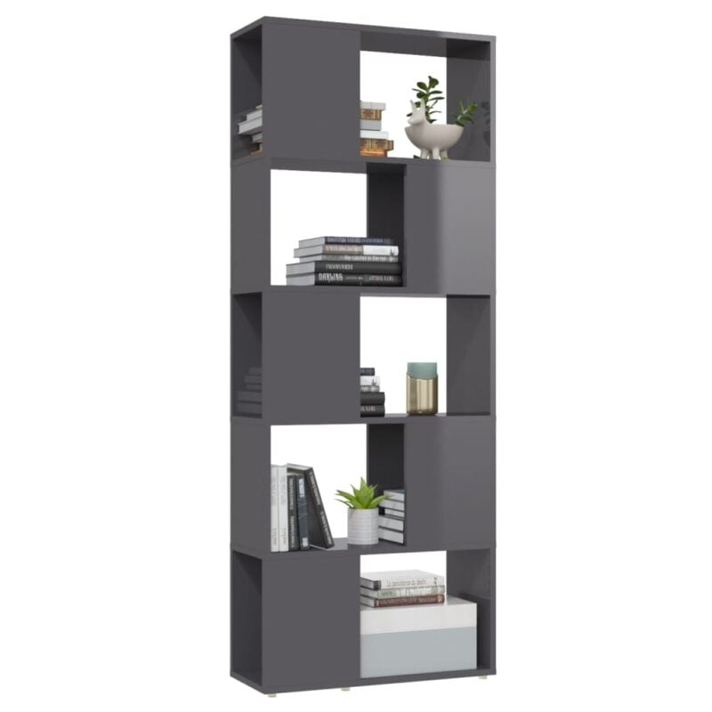 Ormarić za knjige / sobna pregrada sjajni sivi 60 x 24 x 155 cm - Slika 4