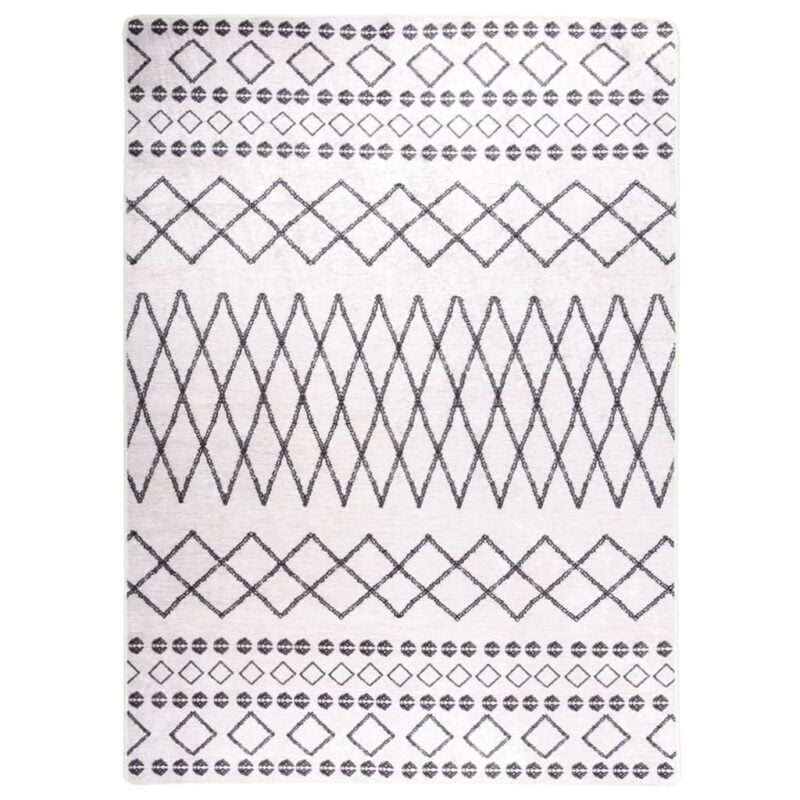 Perivi tepih 120 x 180 cm crno-bijeli protuklizni