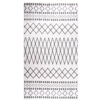 Perivi tepih 190 x 300 cm crno-bijeli protuklizni