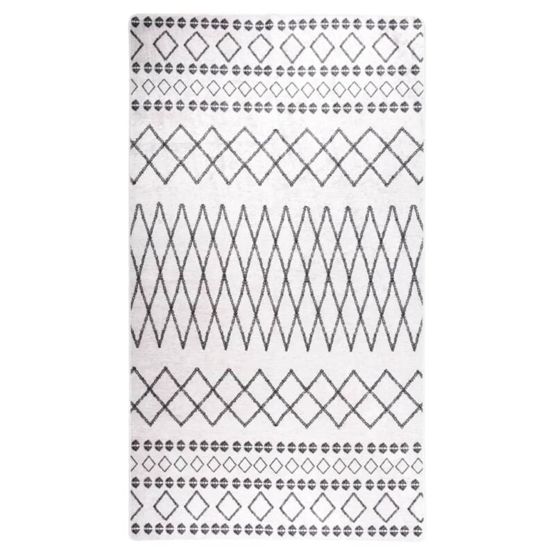 Perivi tepih 190 x 300 cm crno-bijeli protuklizni