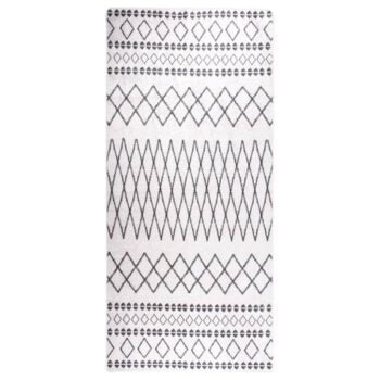 Perivi tepih 80 x 300 cm crno-bijeli protuklizni