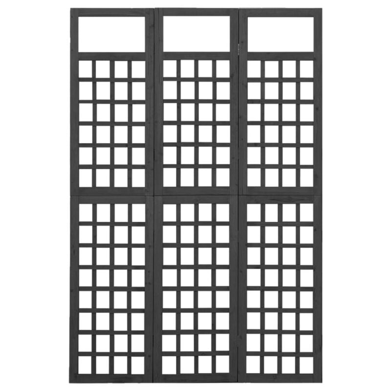 Sobna pregrada / rešetka s 3 panela od jelovine 121x180 cm crna - Slika 3
