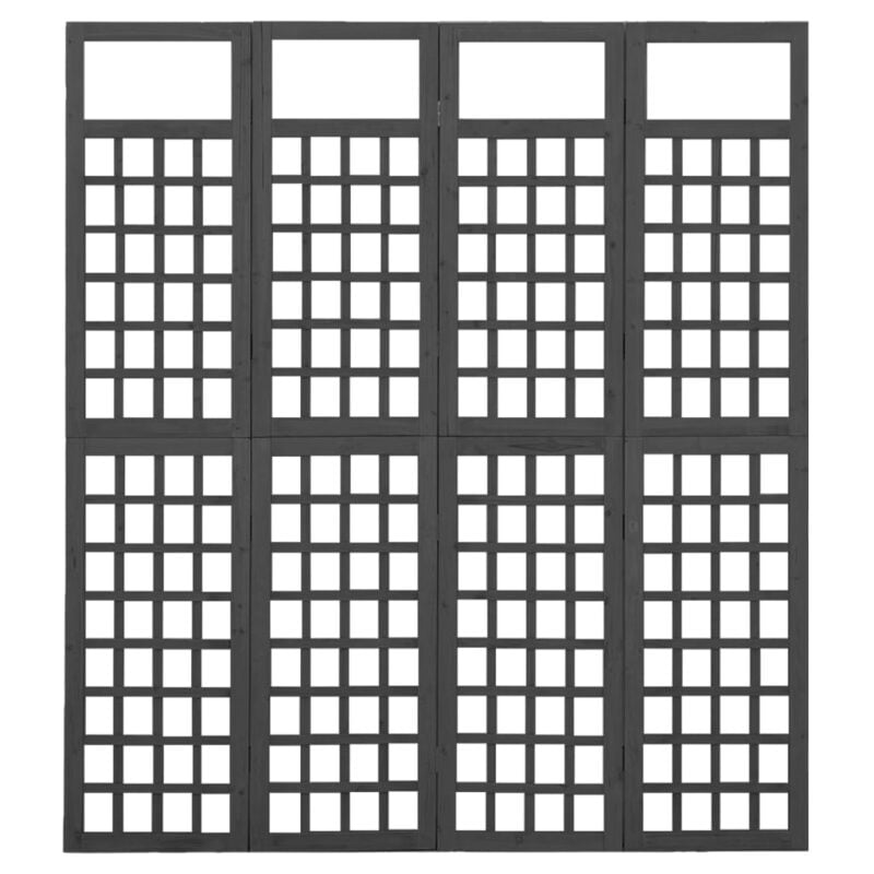 Sobna pregrada / rešetka s 4 panela od jelovine 161x180 cm crna - Slika 3