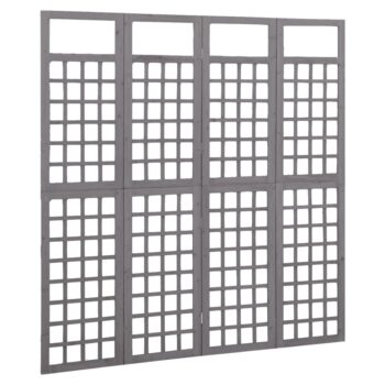 Sobna pregrada / rešetka s 4 panela od jelovine siva 161x180cm