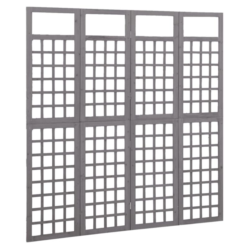 Sobna pregrada / rešetka s 4 panela od jelovine siva 161x180cm
