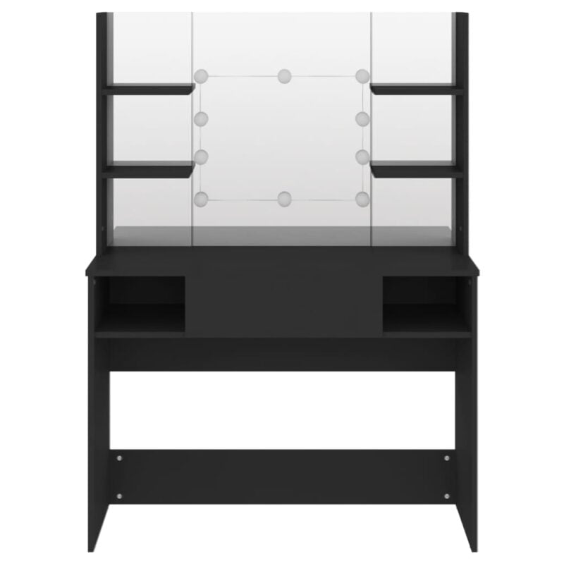 Stolić za šminkanje s LED svjetlima 100 x 40 x 135 cm MDF crni - Slika 3