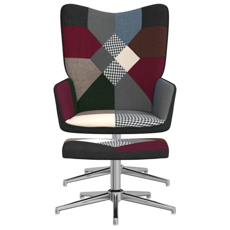 Stolica za opuštanje s osloncem za noge patchwork od tkanine
