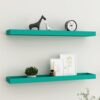 Udubljene zidne police 2 kom plave 80 x 15 x 4 cm MDF