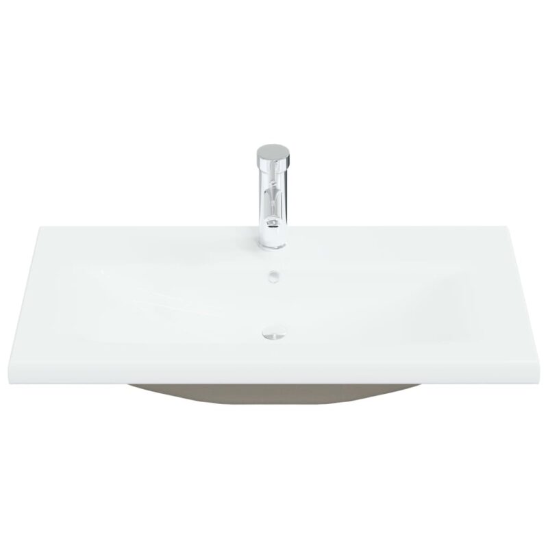 Ugradbeni umivaonik sa slavinom 81x39x18 cm keramički bijeli - Slika 3