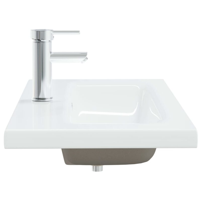 Ugradbeni umivaonik sa slavinom 81x39x18 cm keramički bijeli - Slika 4