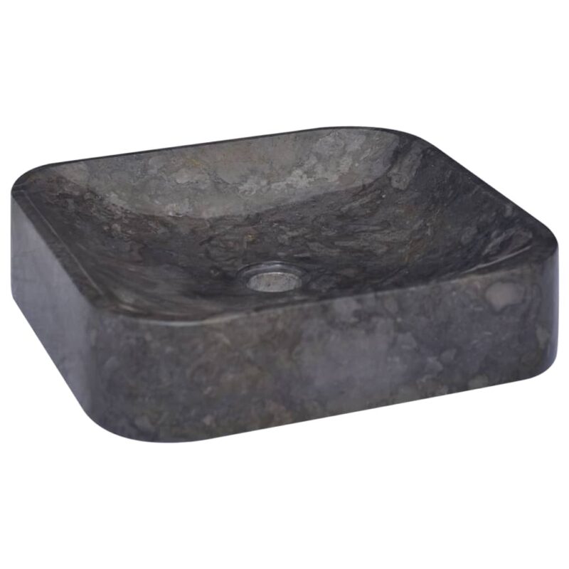 Umivaonik crni 40 x 40 x 10 cm mramorni - Slika 4