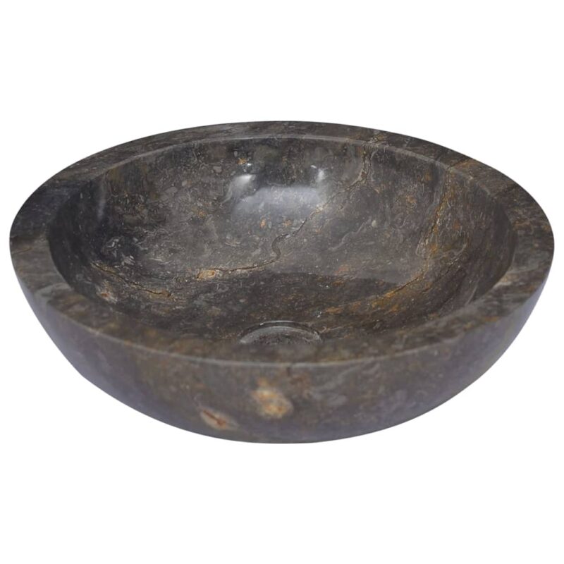 Umivaonik sivi Ø 40 x 12 cm mramorni - Slika 3