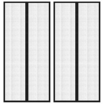 Zastori protiv insekata 2 kom s magnetima 210 x 90 cm crni