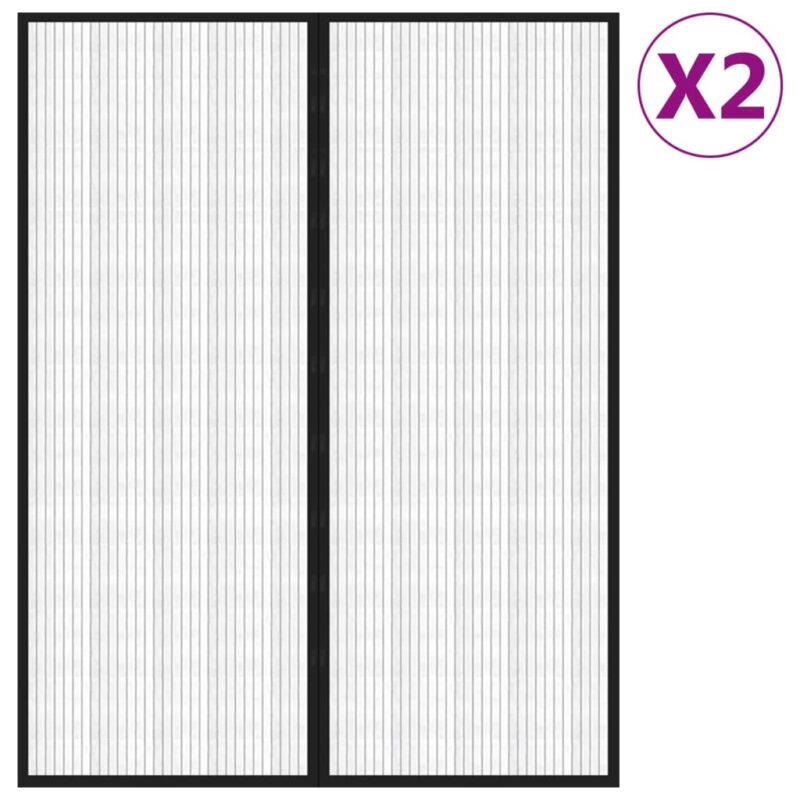 Zastori protiv insekata 2 kom s magnetima 230 x 160 cm crni - Slika 3
