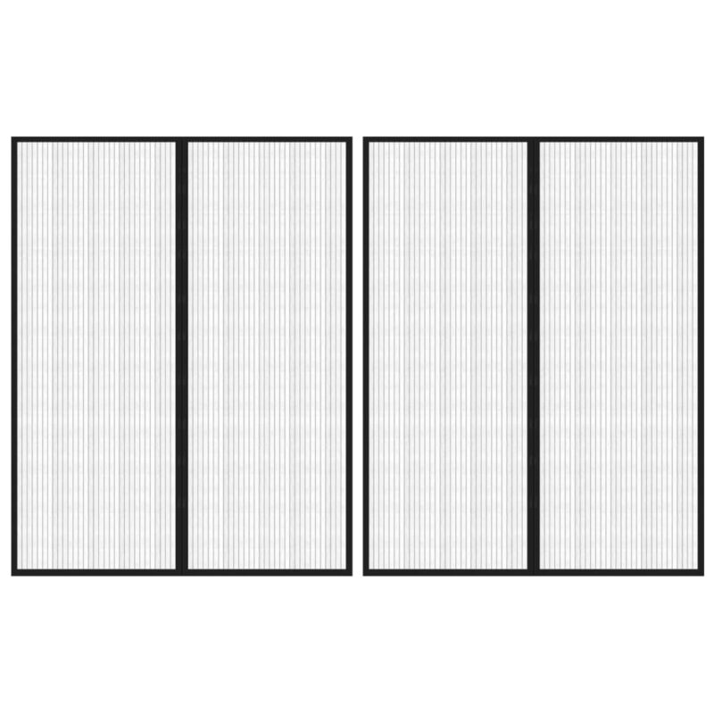 Zastori protiv insekata 2 kom s magnetima 230 x 160 cm crni