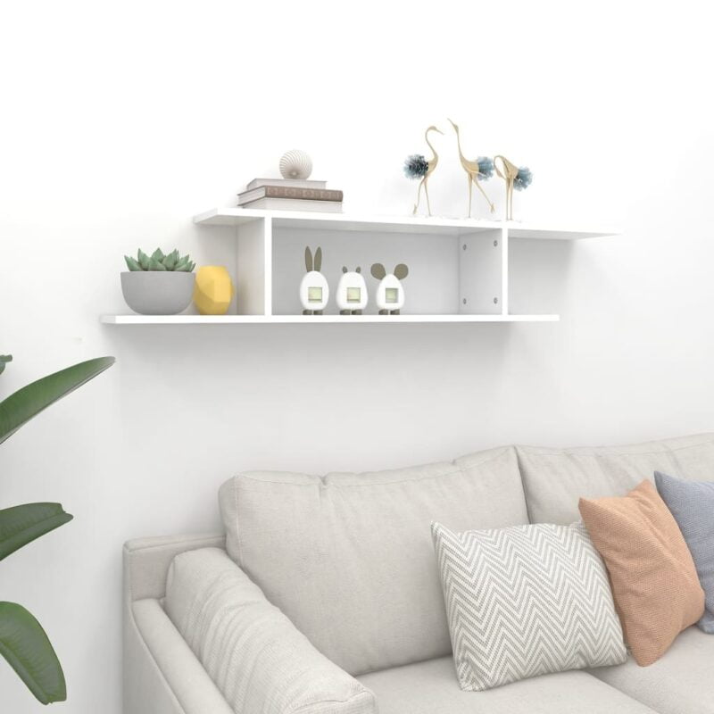 Zidna TV polica bijela 125 x 18 x 23 cm od iverice - Slika 3