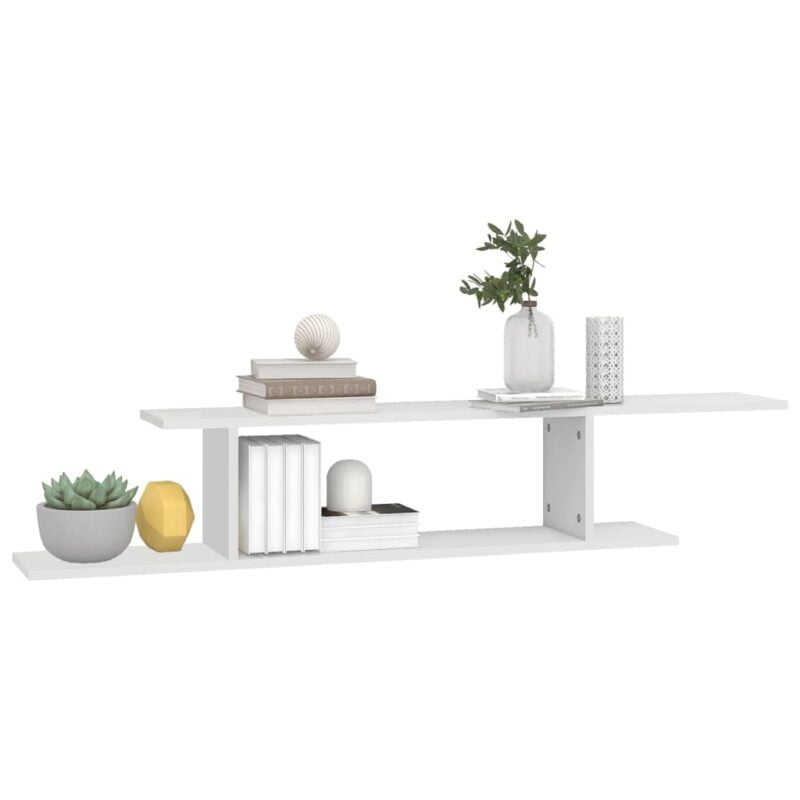 Zidna TV polica bijela 125 x 18 x 23 cm od iverice - Slika 4