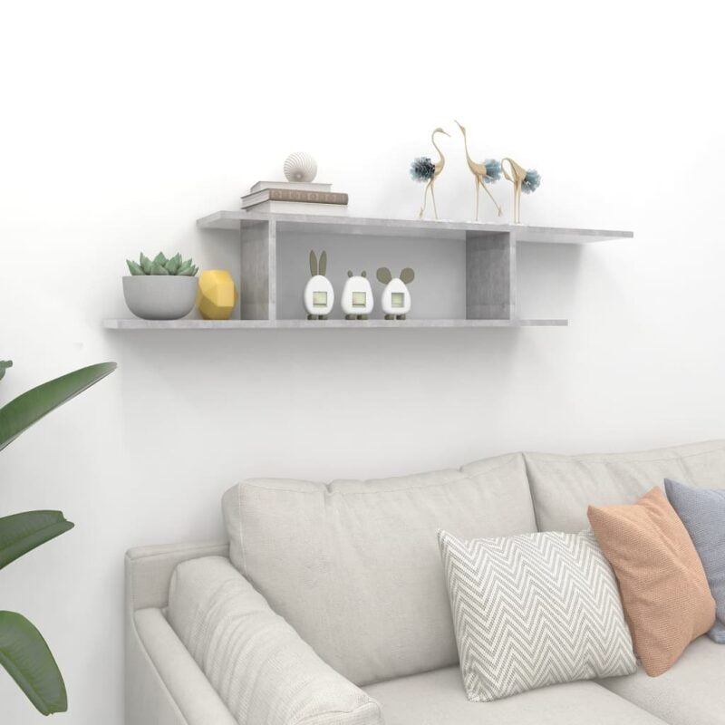 Zidna TV polica siva boja betona 125 x 18 x 23 cm od iverice - Slika 3