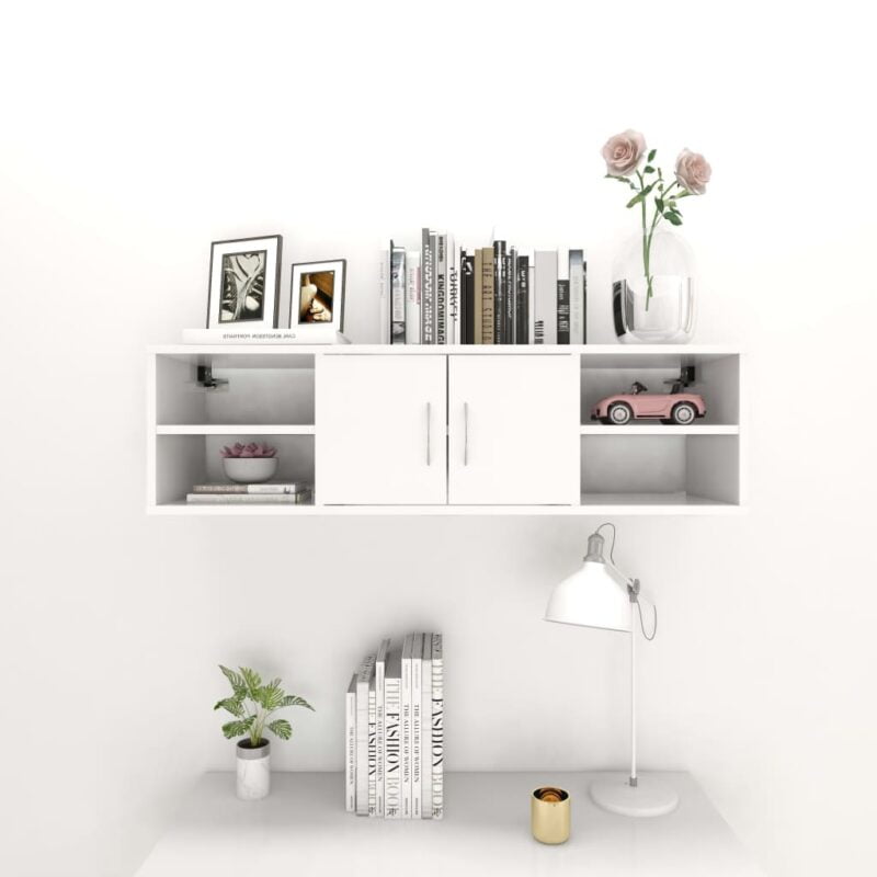 Zidna polica bijela 102 x 30 x 29 cm od iverice - Slika 3