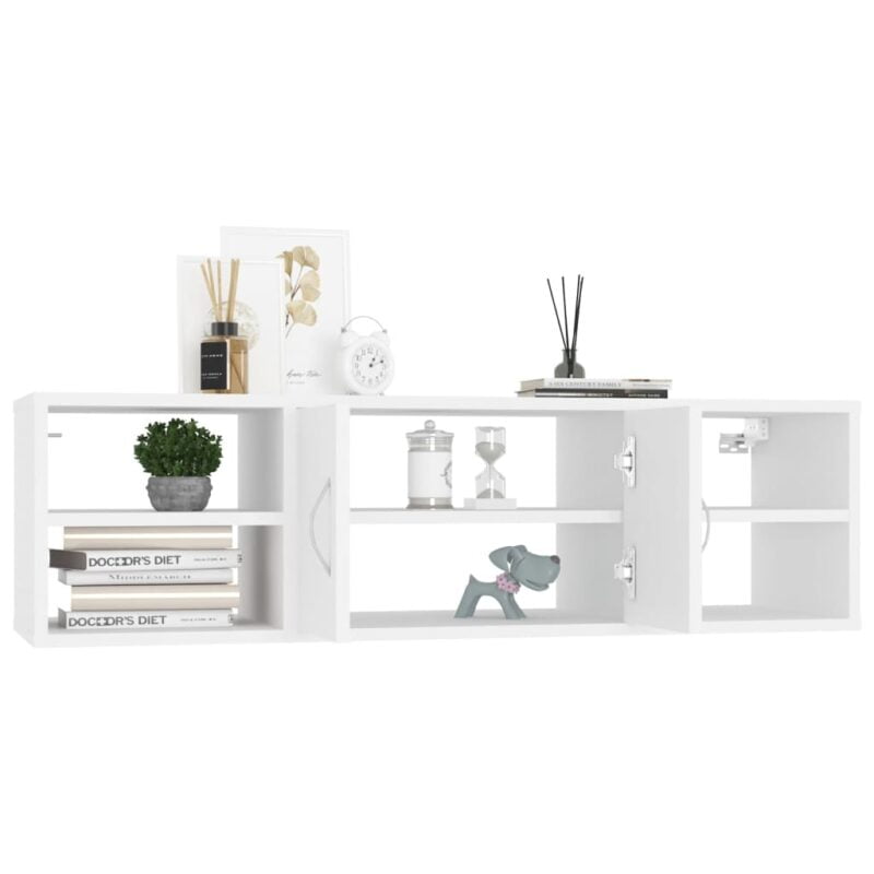 Zidna polica bijela 102 x 30 x 29 cm od iverice - Slika 4