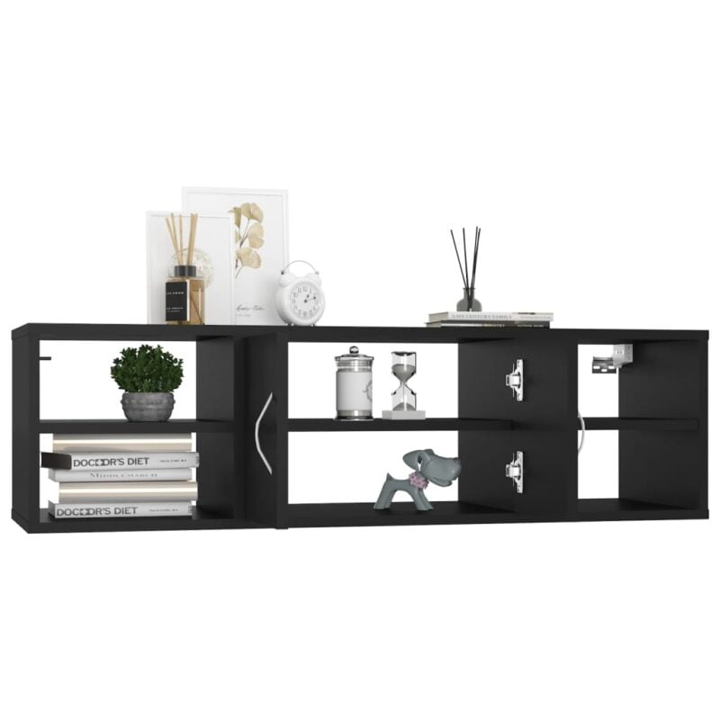 Zidna polica crna 102 x 30 x 29 cm od iverice - Slika 4