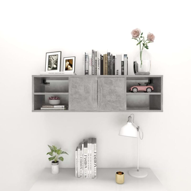 Zidna polica siva boja betona 102 x 30 x 29 cm od iverice - Slika 3