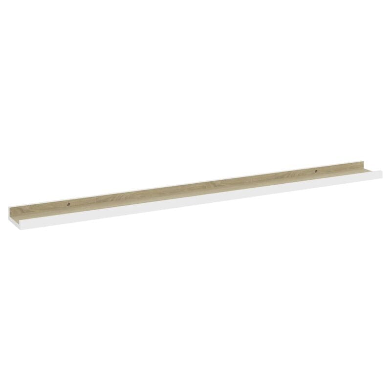 Zidne police 2 kom bijele i boja hrasta sonome 100 x 9 x 3 cm - Slika 4