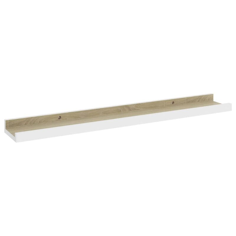 Zidne police 2 kom bijele i boja hrasta sonome 60 x 9 x 3 cm - Slika 4