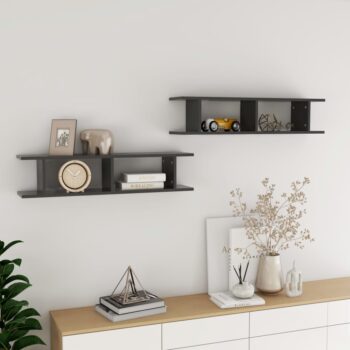 Zidne police 2 kom sive 90 x 18 x 20 cm od iverice
