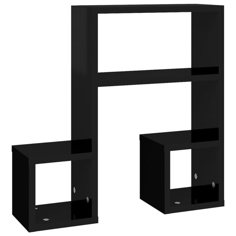 Zidne police 2 kom visoki sjaj crne 50 x 15 x 50 cm od iverice - Slika 4