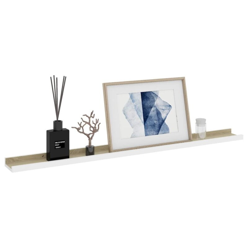 Zidne police 4 kom bijele i boja hrasta sonome 100 x 9 x 3 cm - Slika 3