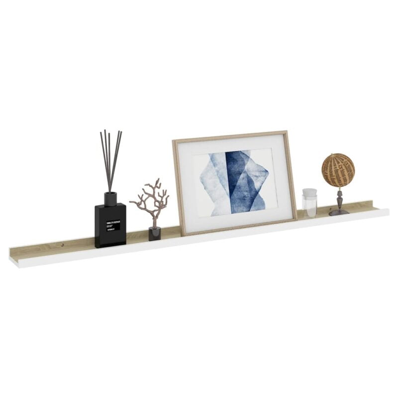Zidne police 4 kom bijele i boja hrasta sonome 115 x 9 x 3 cm - Slika 3