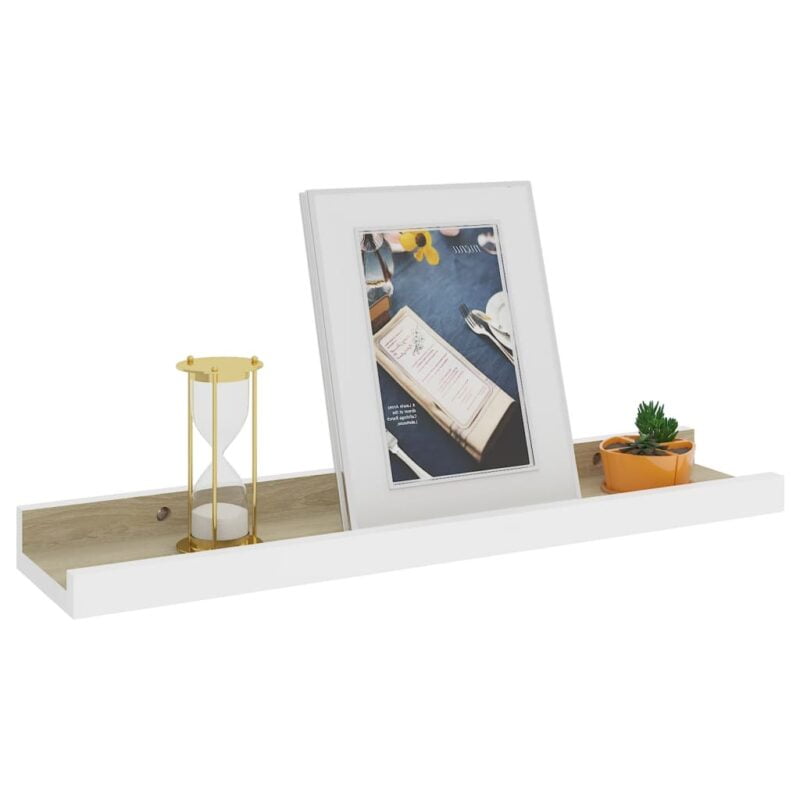 Zidne police 4 kom bijele i boja hrasta sonome 40 x 9 x 3 cm - Slika 3