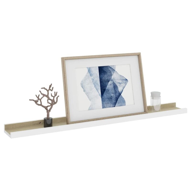 Zidne police 4 kom bijele i boja hrasta sonome 80 x 9 x 3 cm - Slika 3