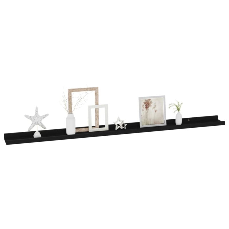 Zidne police 4 kom crne 115 x 9 x 3 cm - Slika 3