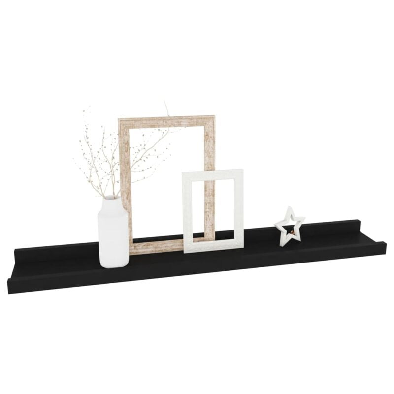 Zidne police 4 kom crne 60 x 9 x 3 cm - Slika 3