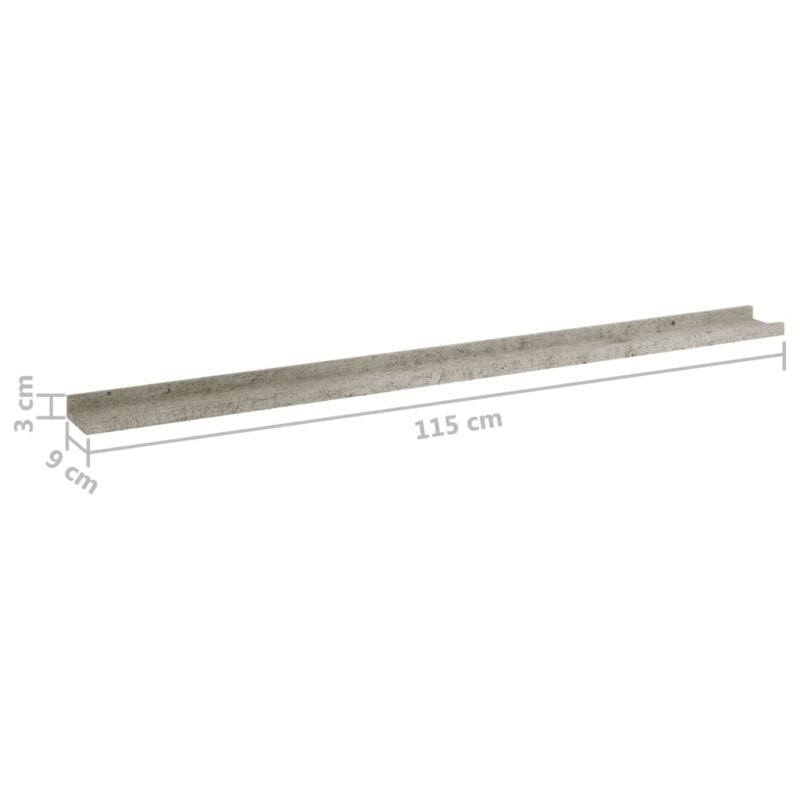 Zidne police 4 kom siva boja betona 115 x 9 x 3 cm - Slika 4