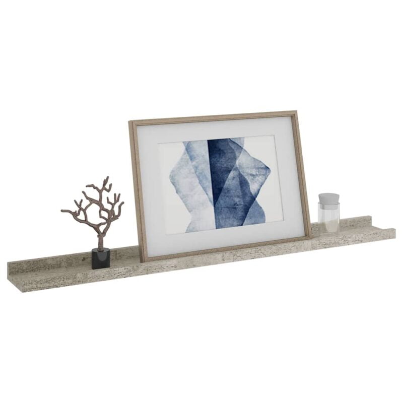 Zidne police 4 kom siva boja betona 80 x 9 x 3 cm - Slika 3
