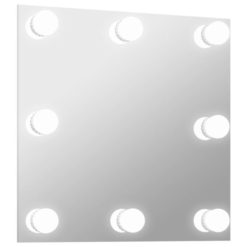 Zidno ogledalo s LED svjetlima četvrtasto stakleno