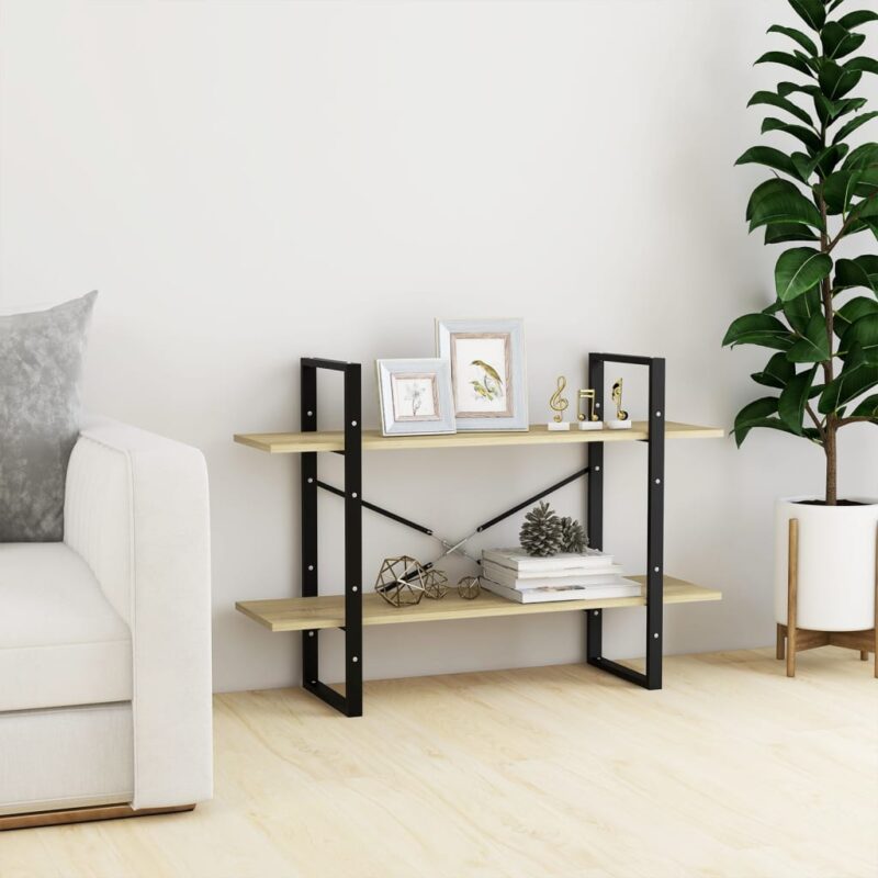 Ormarić za knjige s 2 razine boja hrasta 100x30x70 cm iverica - Slika 3