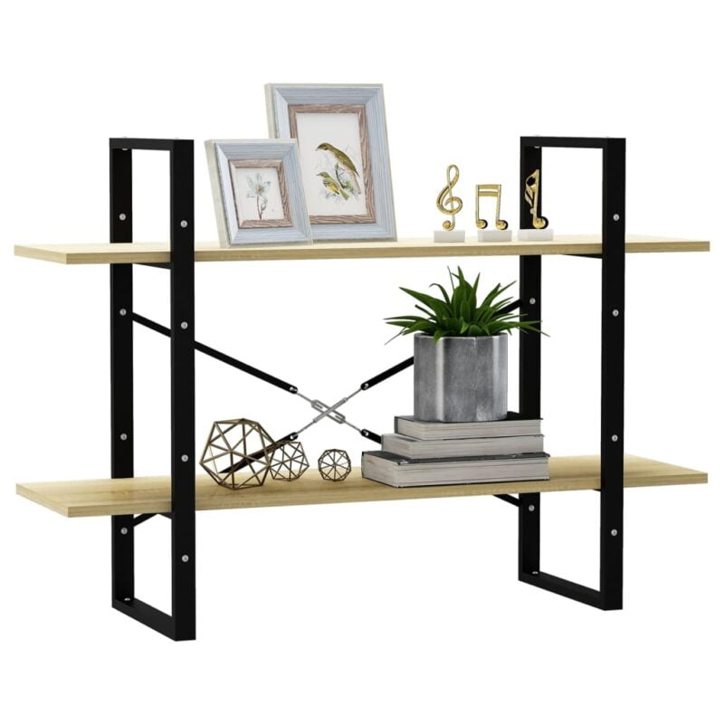 Ormarić za knjige s 2 razine boja hrasta 100x30x70 cm iverica - Slika 4