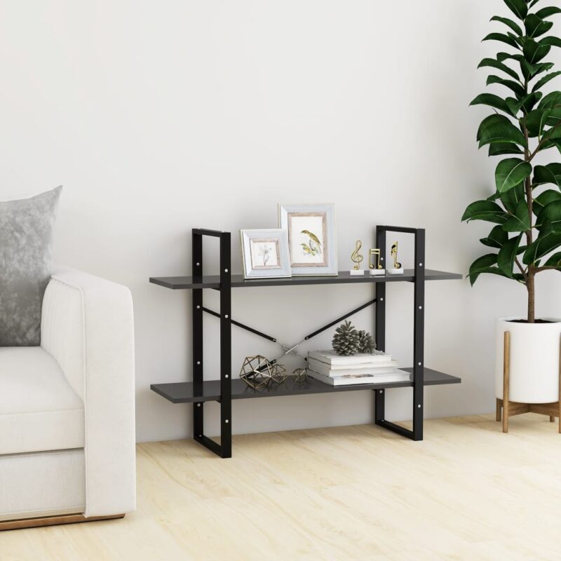 Ormarić za knjige s 2 razine sivi 100 x 30 x 70 cm od iverice - Slika 3