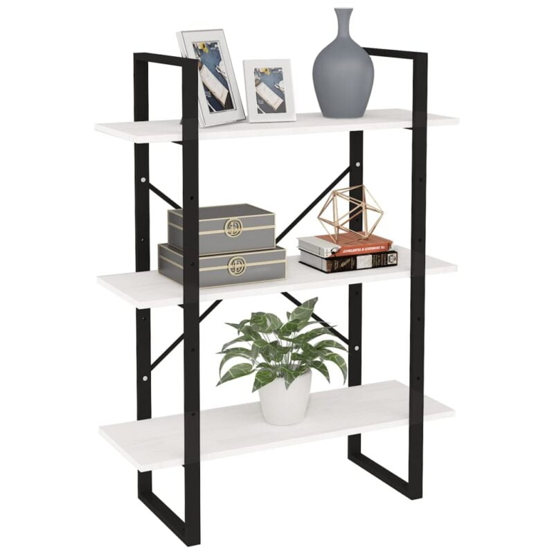 Ormarić za knjige s 3 razine bijeli 80x30x105 cm od borovine - Slika 3