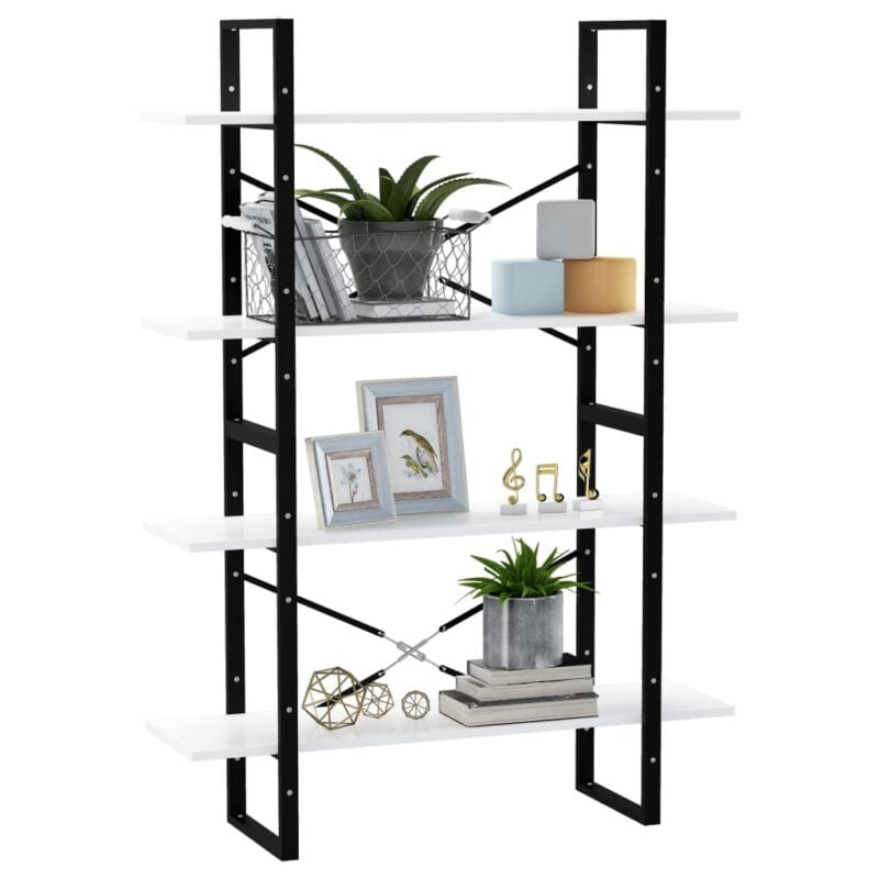 Ormarić za knjige s 4 razine bijeli 100 x 30 x 140 cm iverica - Slika 4